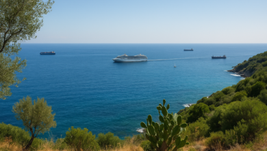 Vue de la Méditerranée avec des navires en mer